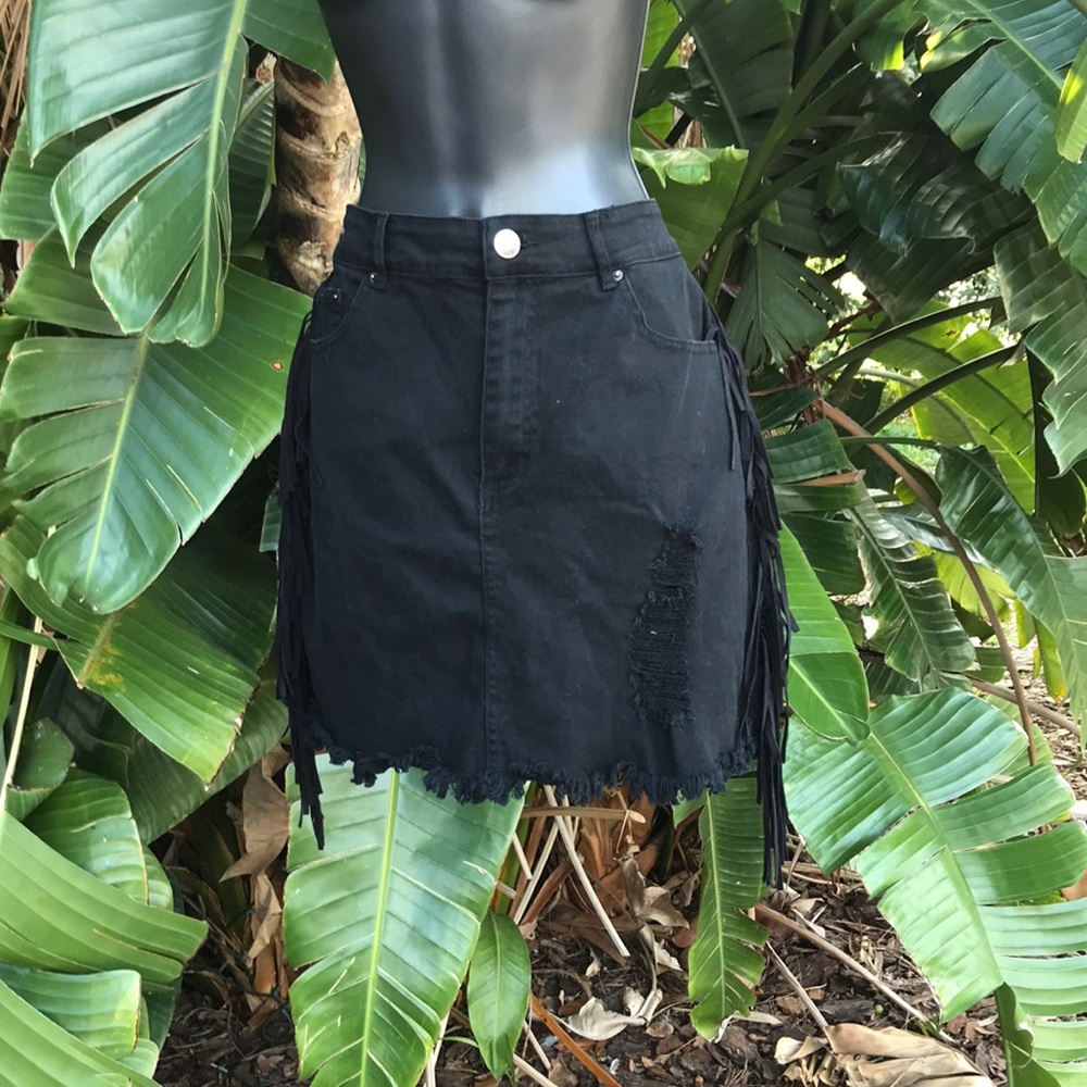 Forever 21 fringed Denin skirt